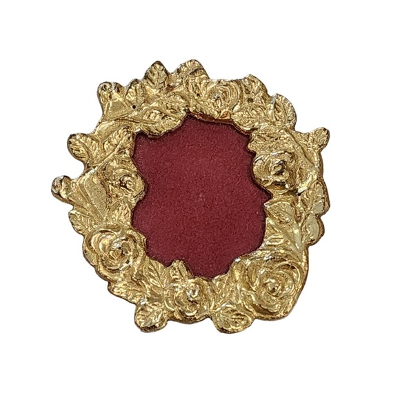 Gold Brass Mini Picture Frame Floral Rose 7Free Standing Victorian Cottage Glam - Picture 1 of 8